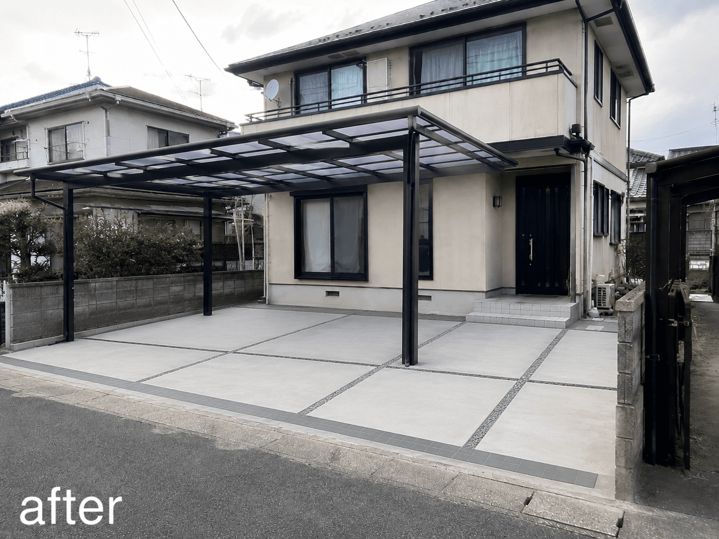 2台用カーポートと土間コンクリート工事（施工後）